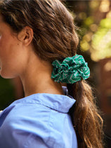 Frisee Striped Scrunchie In Cotton Poplin