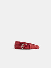Dragon Diffusion Woven Leather Belt In Poppy Red