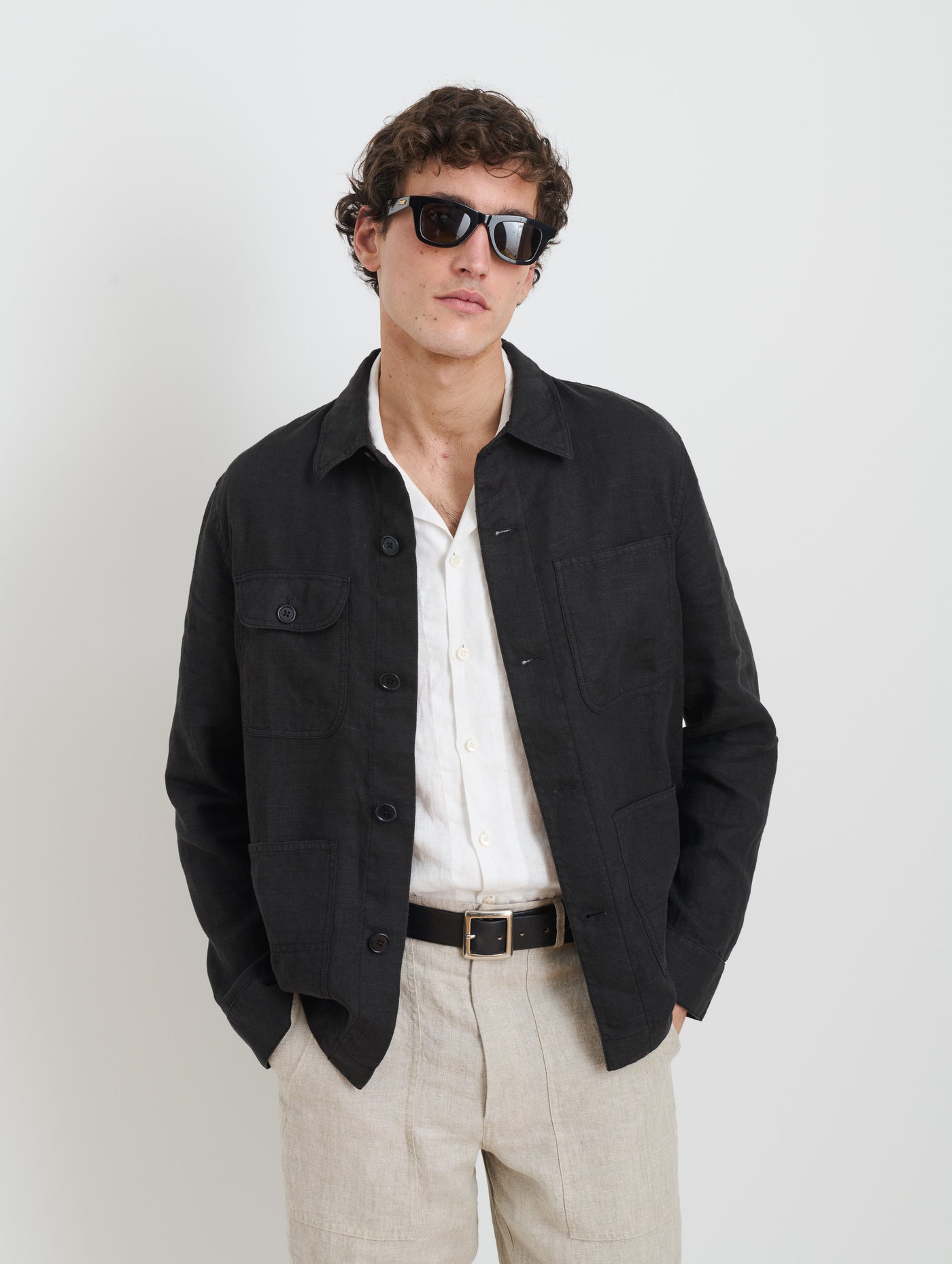 Garment Dyed Work Jacket in Linen