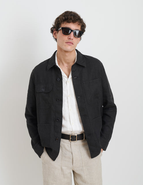 Garment Dyed Work Jacket in Linen
