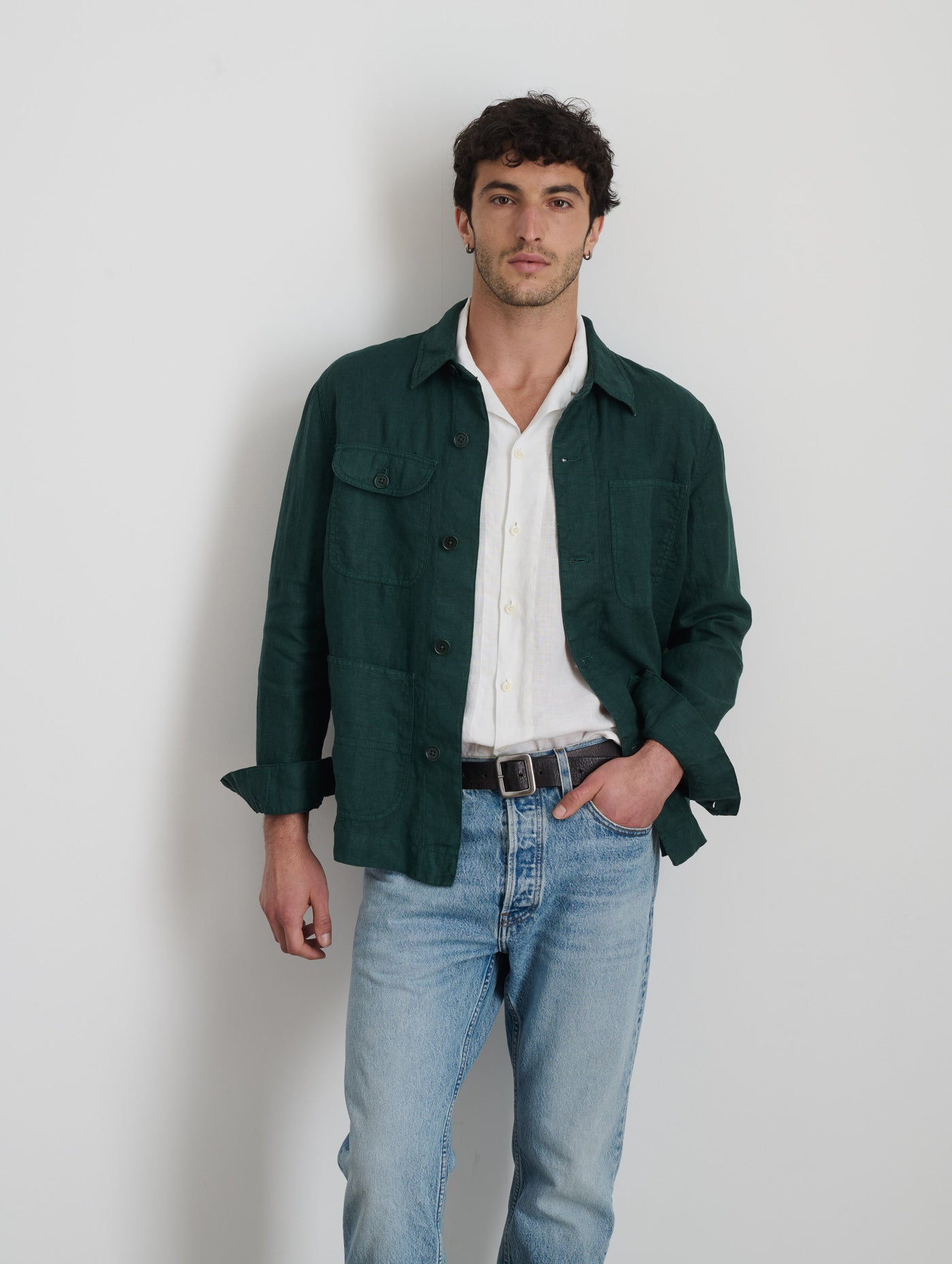Garment Dyed Work Jacket in Linen