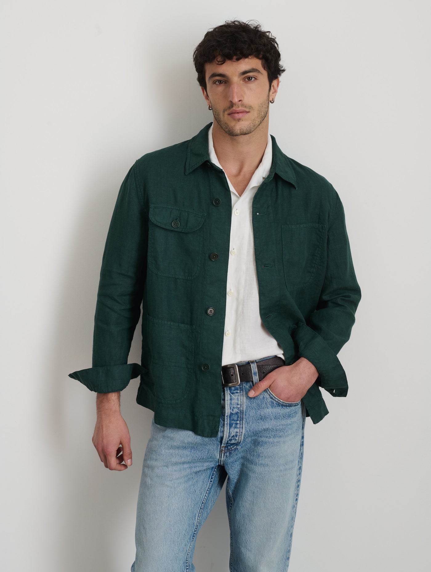Garment Dyed Work Jacket in Linen