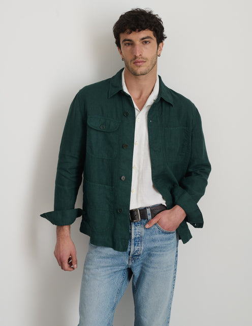 Garment Dyed Work Jacket in Linen