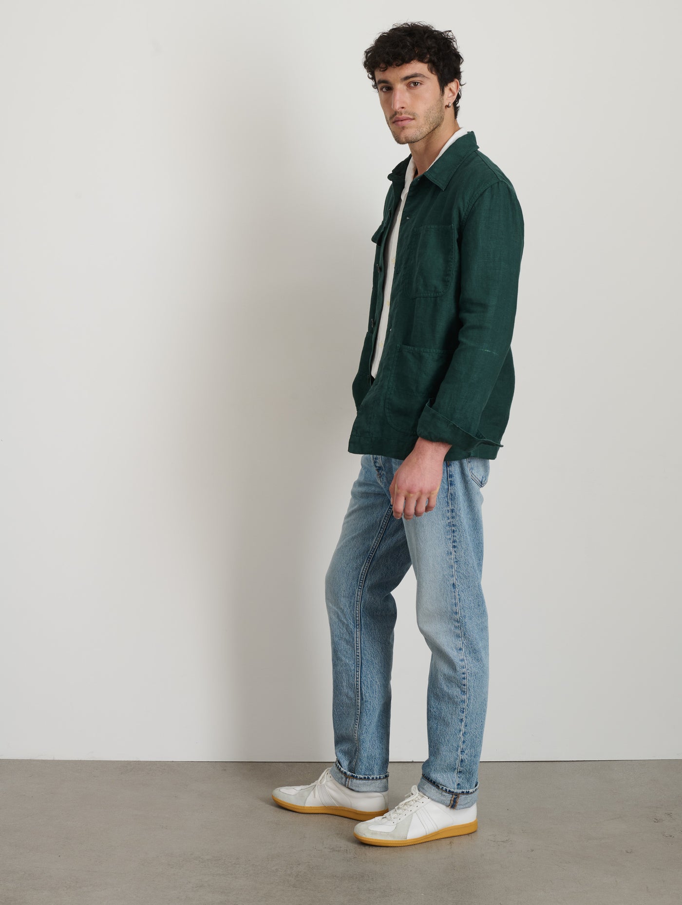 Garment Dyed Work Jacket in Linen