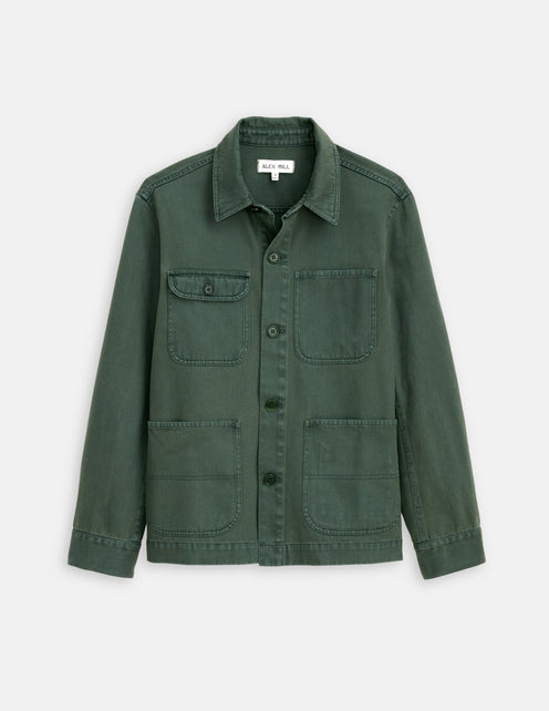 Garment Dyed Work Jacket In Recycled Denim