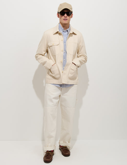Garment Dyed Work Jacket In Recycled Denim