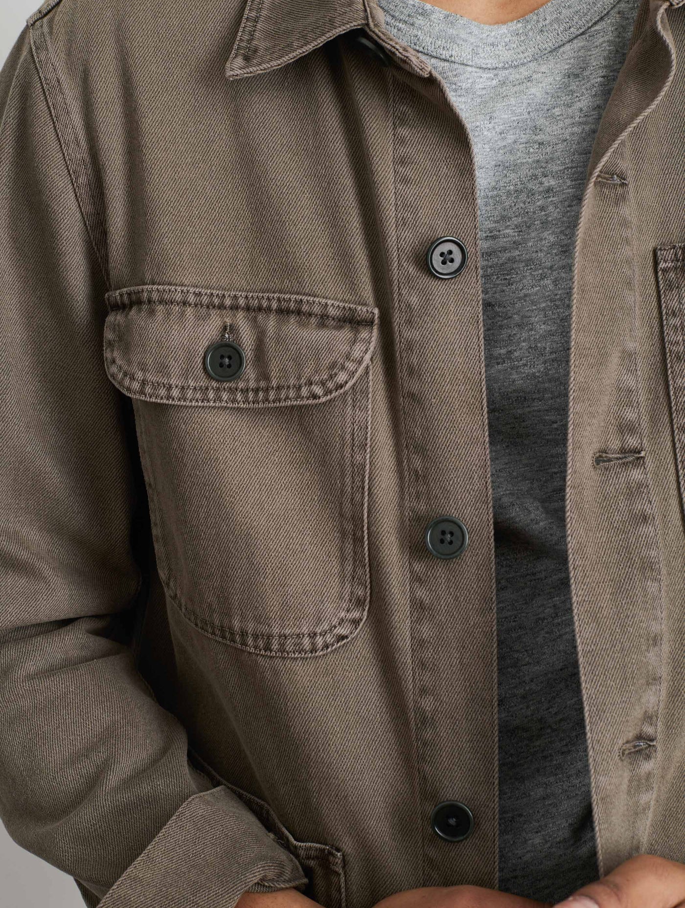 Garment Dyed Work Jacket In Recycled Denim