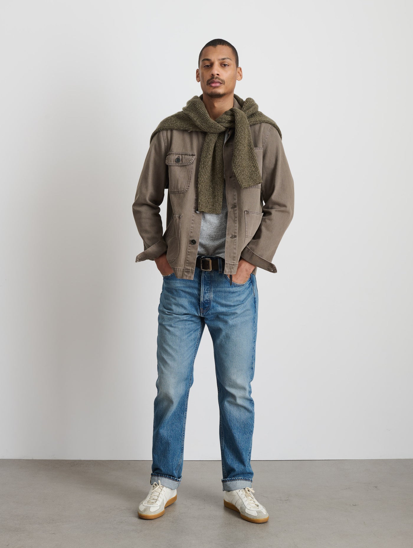 Garment Dyed Work Jacket In Recycled Denim
