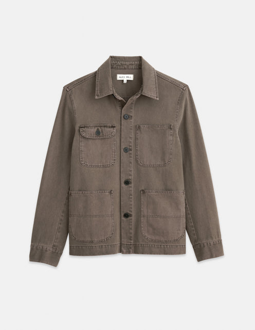 Garment Dyed Work Jacket In Recycled Denim