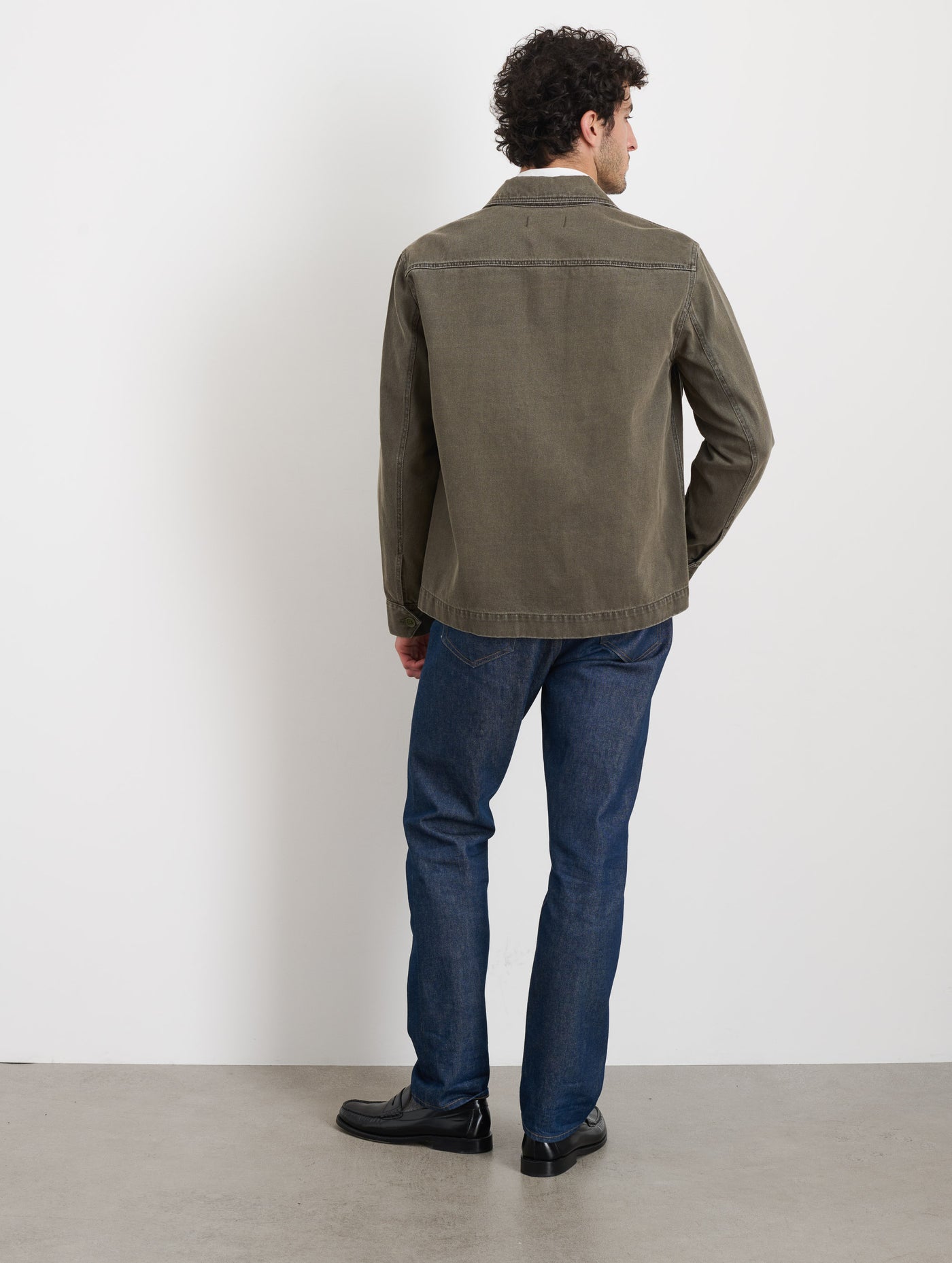 Garment Dyed Work Jacket In Recycled Denim