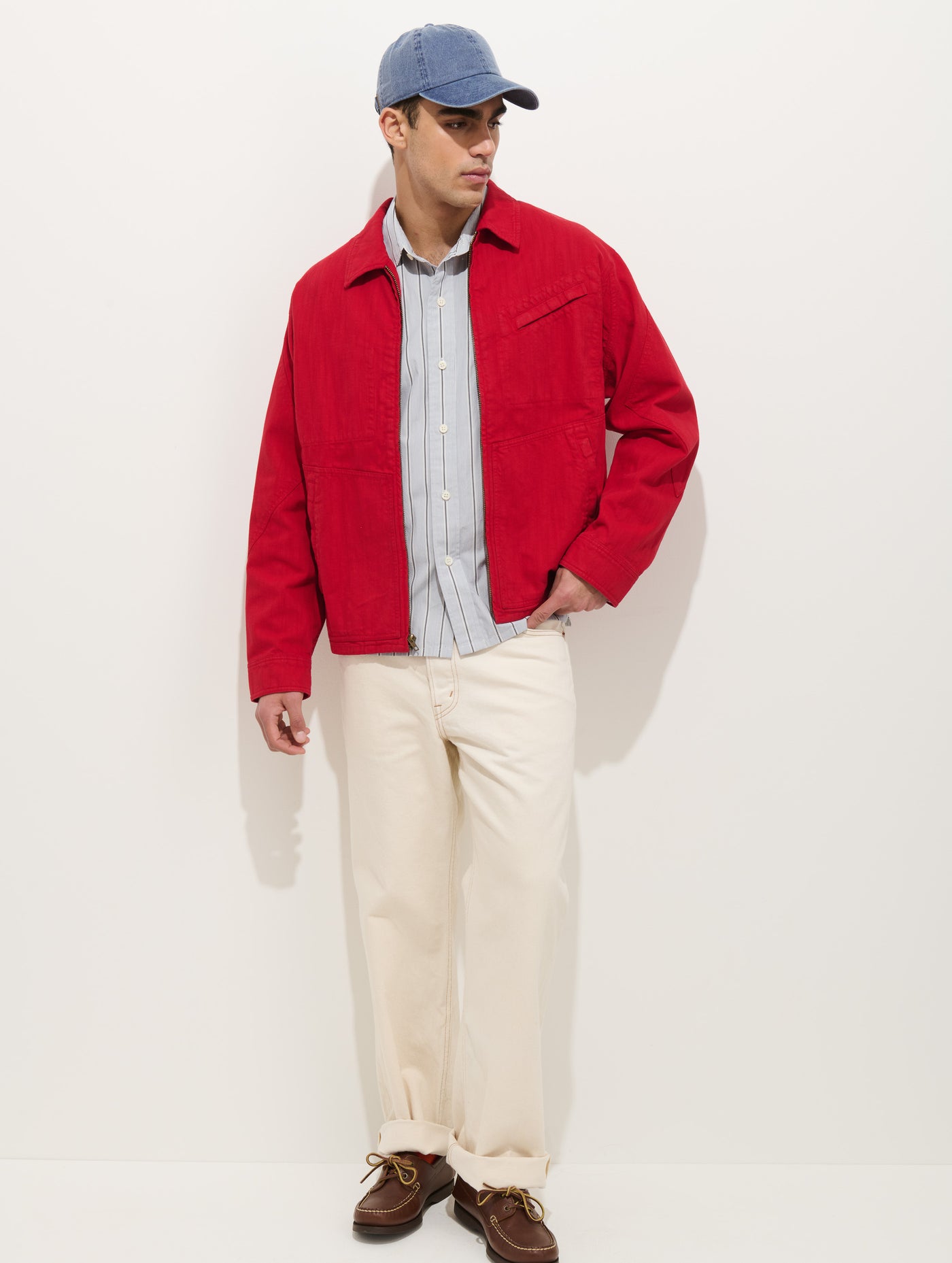 Andre Zip Jacket In Linen Twill