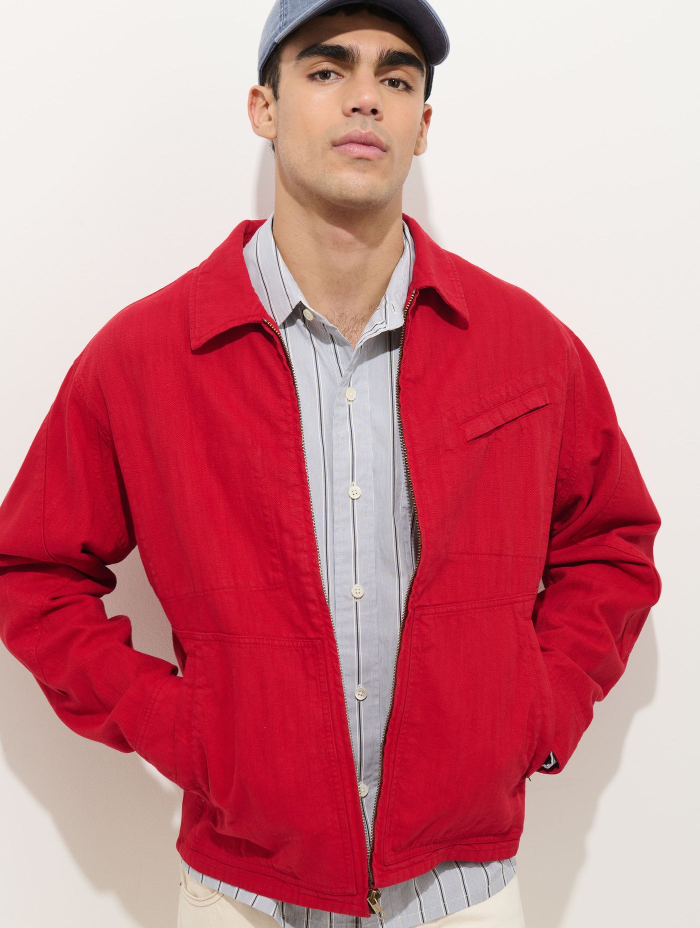 Andre Zip Jacket In Linen Twill