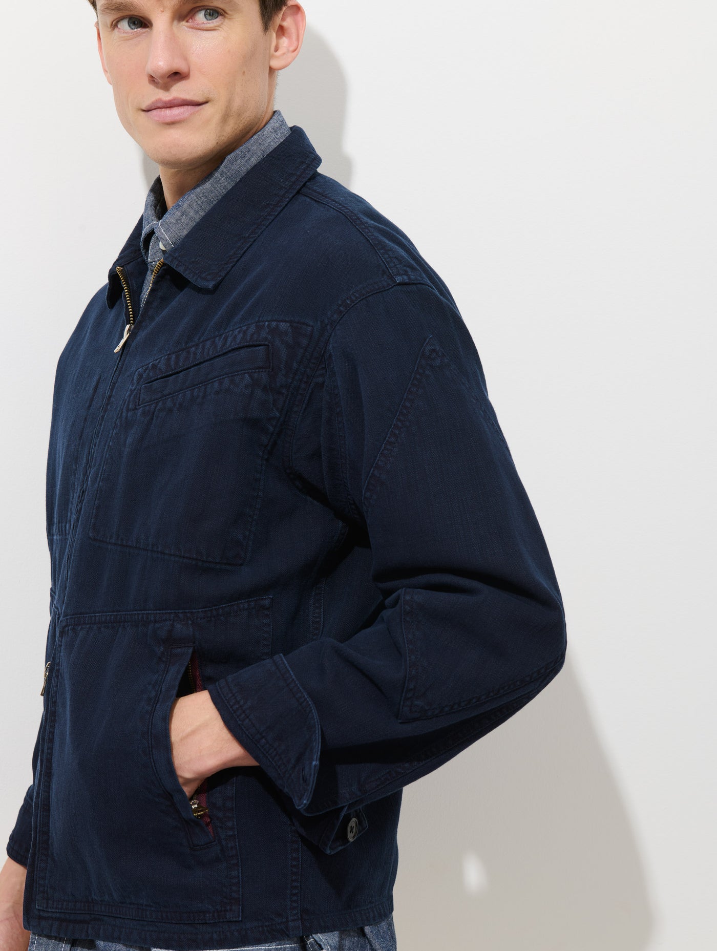 Andre Zip Jacket In Linen Twill