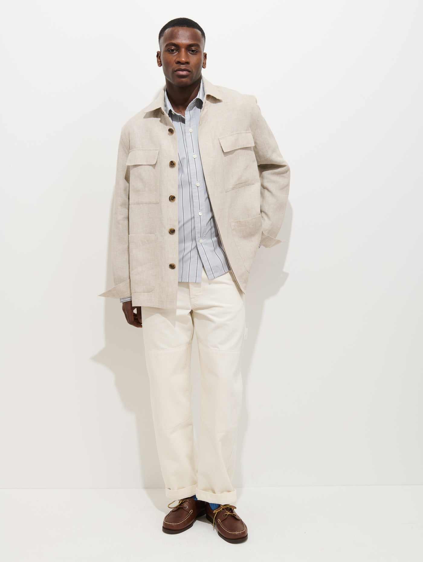 Riviera Work Jacket In Flax Linen