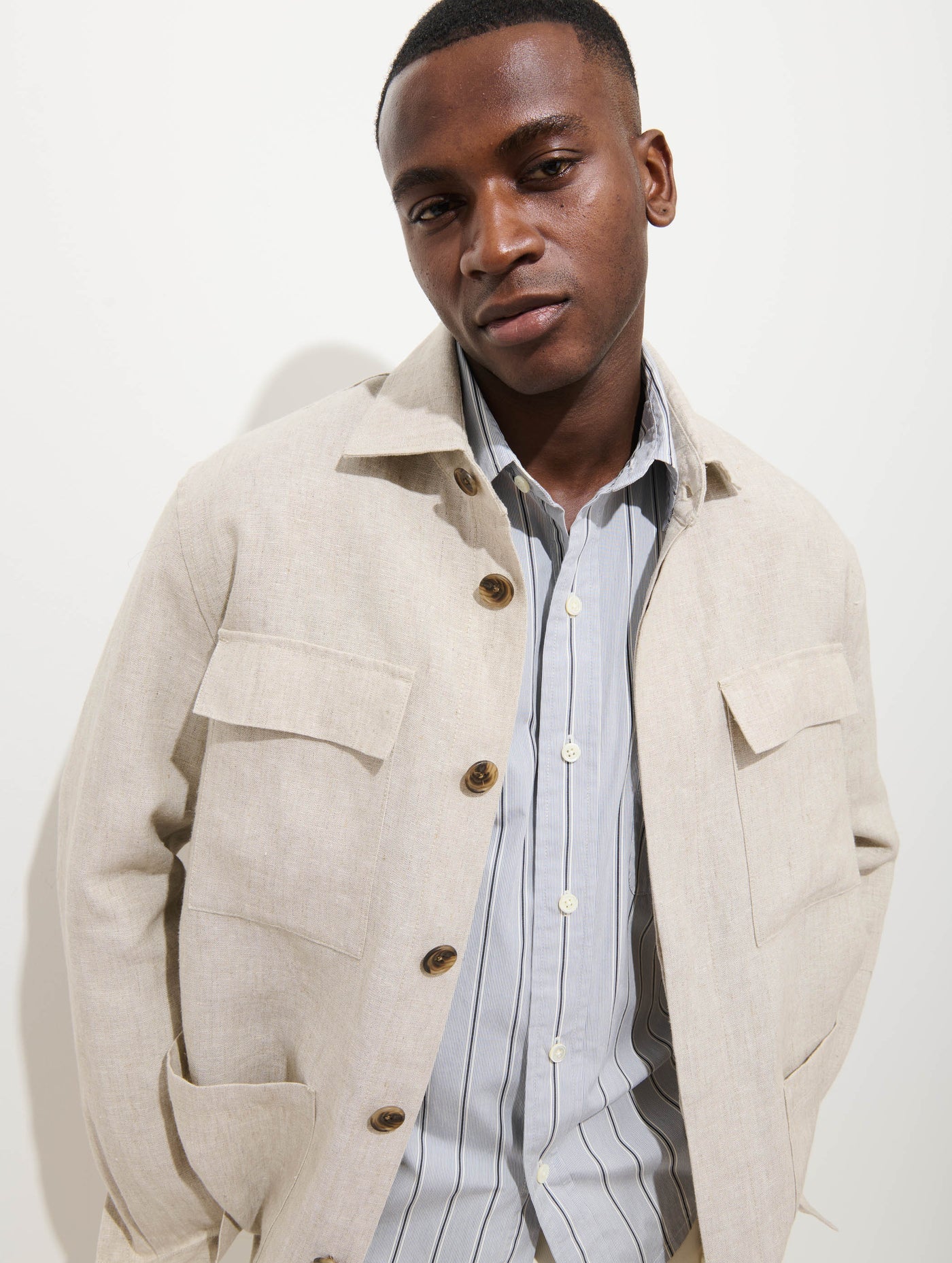 Riviera Work Jacket In Flax Linen