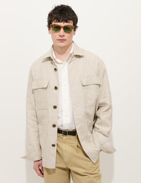 Riviera Work Jacket In Flax Linen