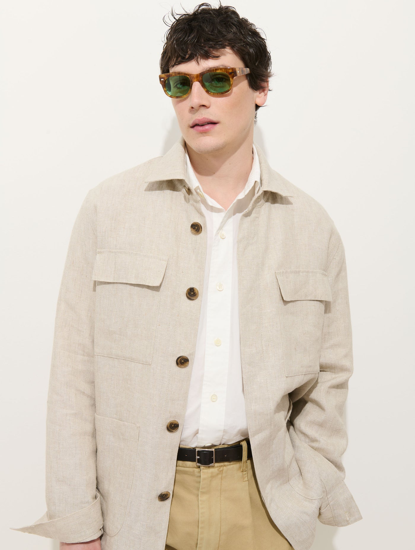 Riviera Work Jacket In Flax Linen