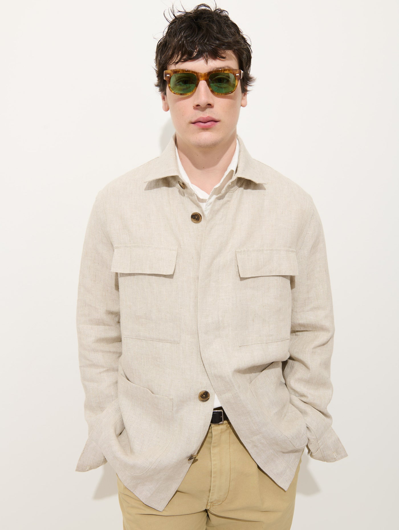 Riviera Work Jacket In Flax Linen