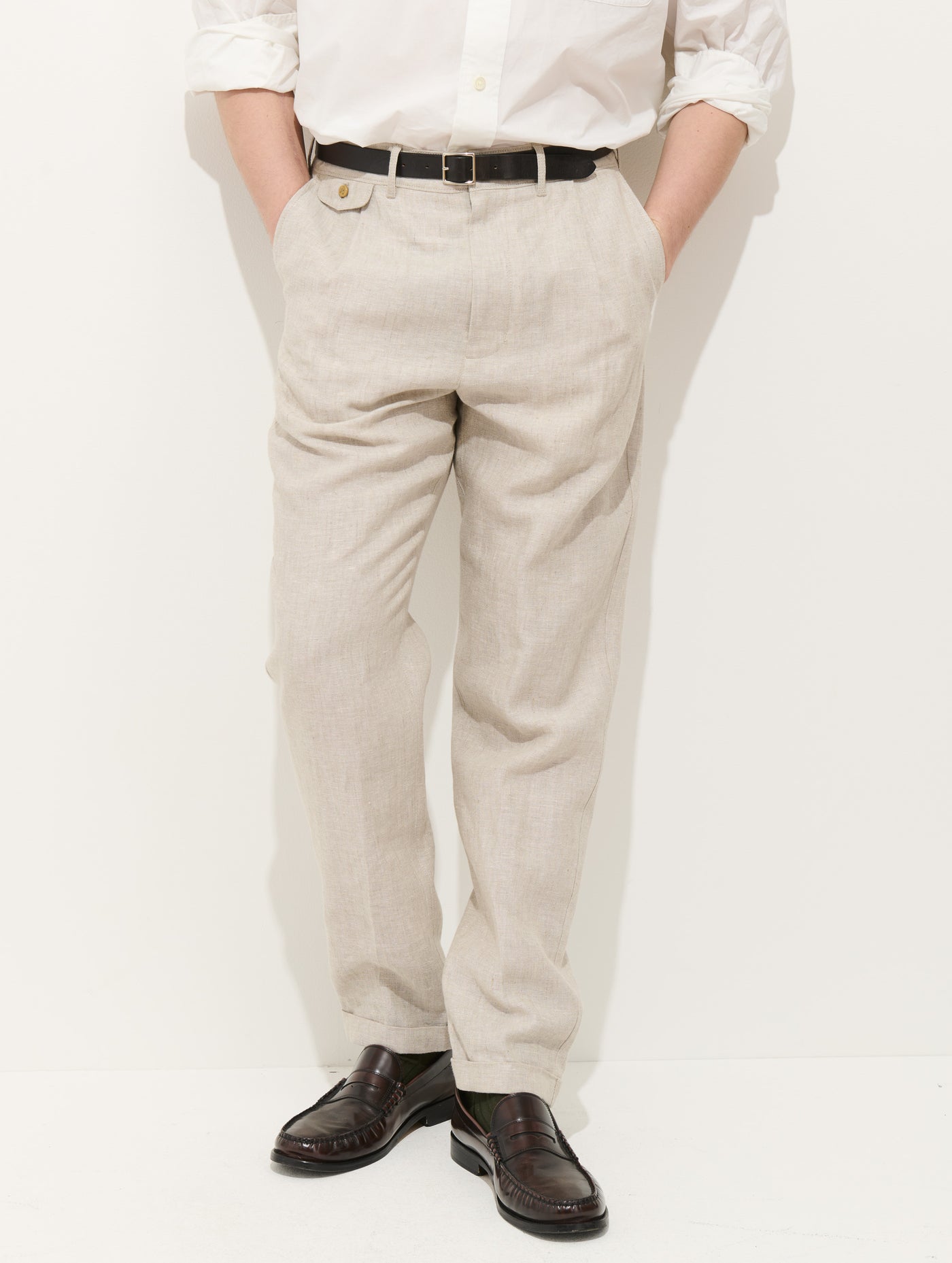 Standard Pleated Pant In Flax Linen