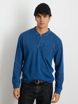 Alan Henley In Indigo Slub Cotton In Indigo