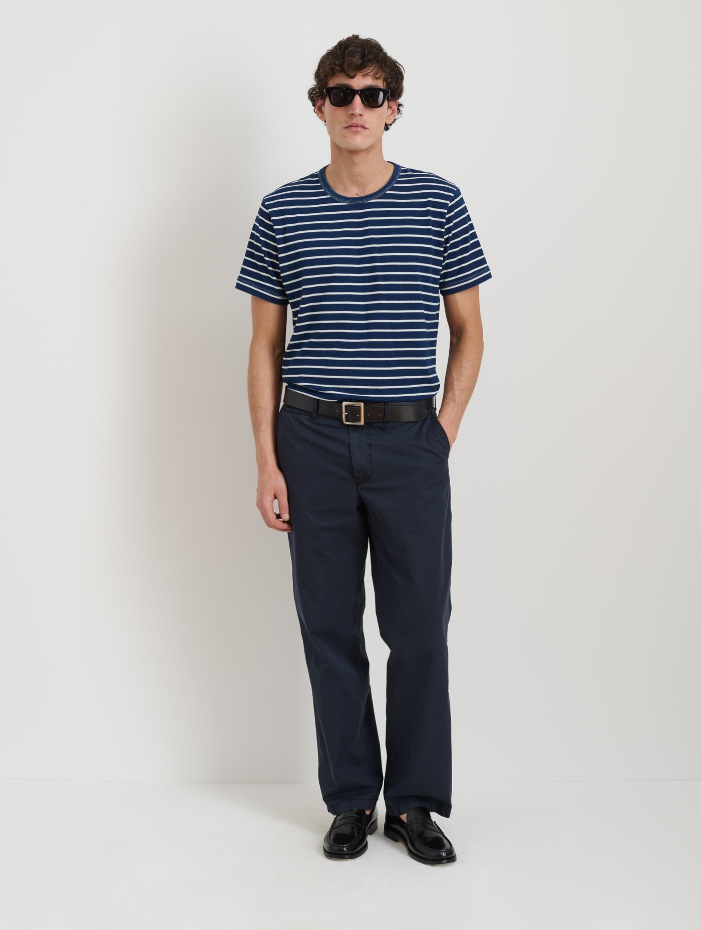 Standard Indigo Striped Tee In Cotton