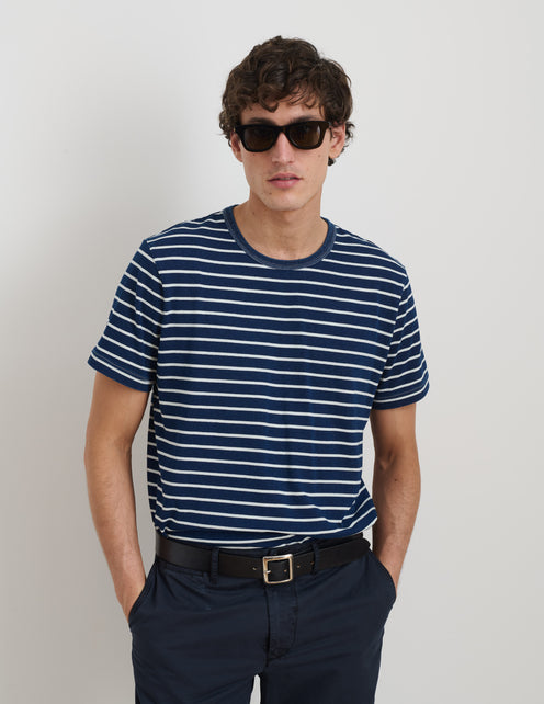 Standard Indigo Striped Tee In Cotton