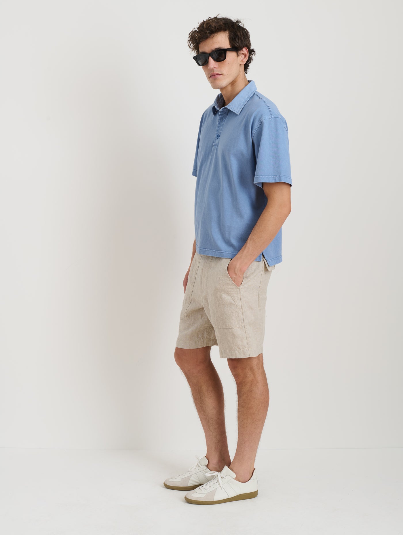 Pull On Field Short In Flax Linen