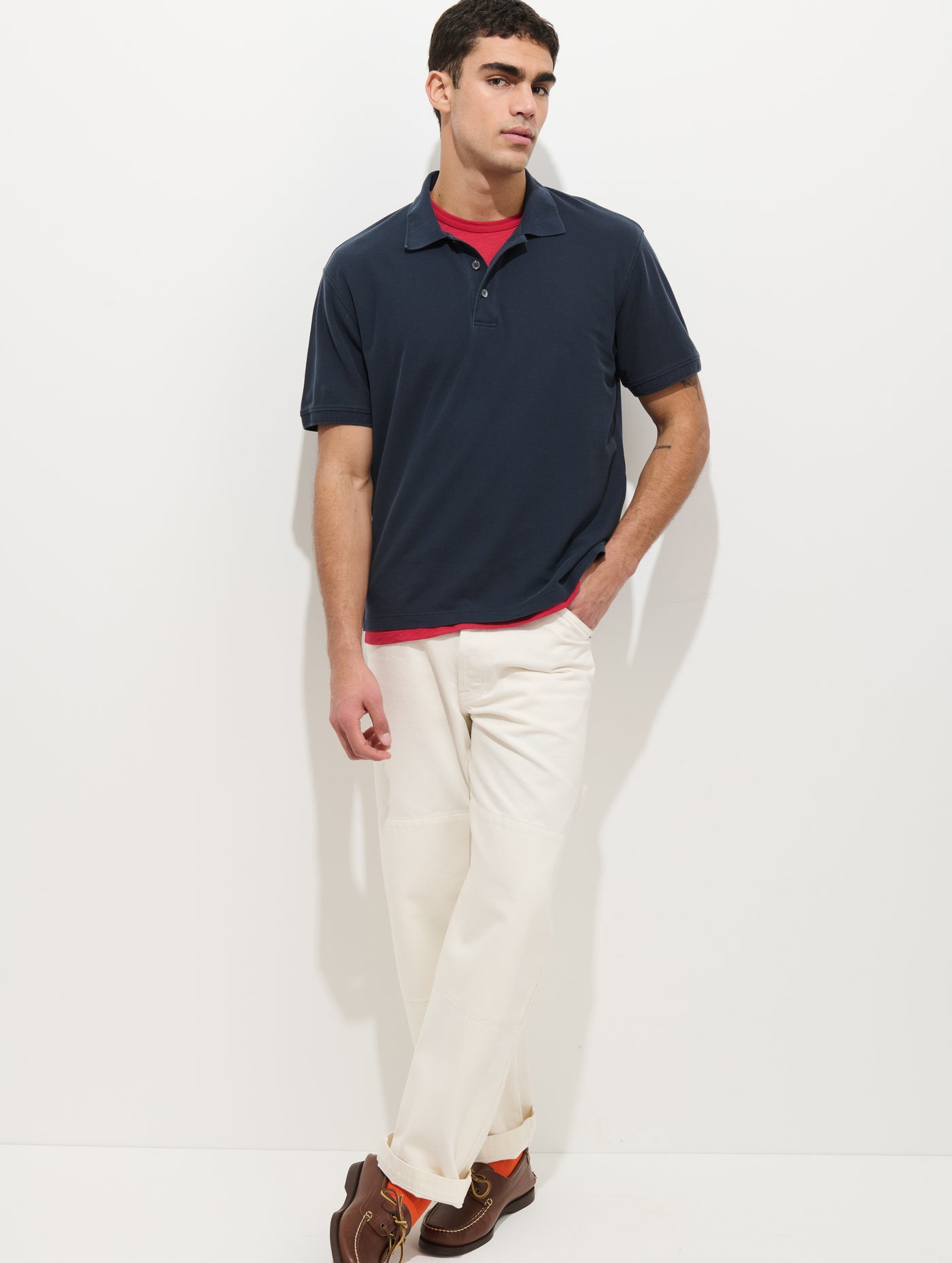 Garment Dyed Polo In Pique Cotton