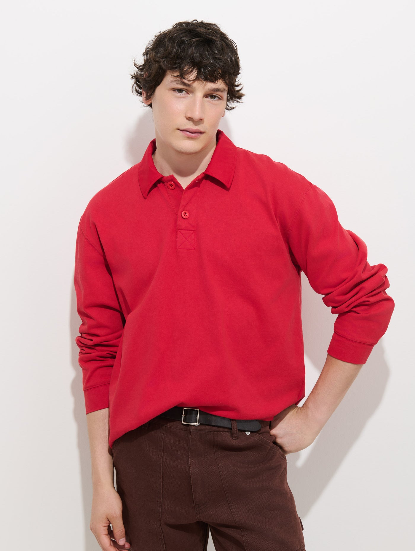 Garment Dyed Rugby Shirt In Cotton Jersey