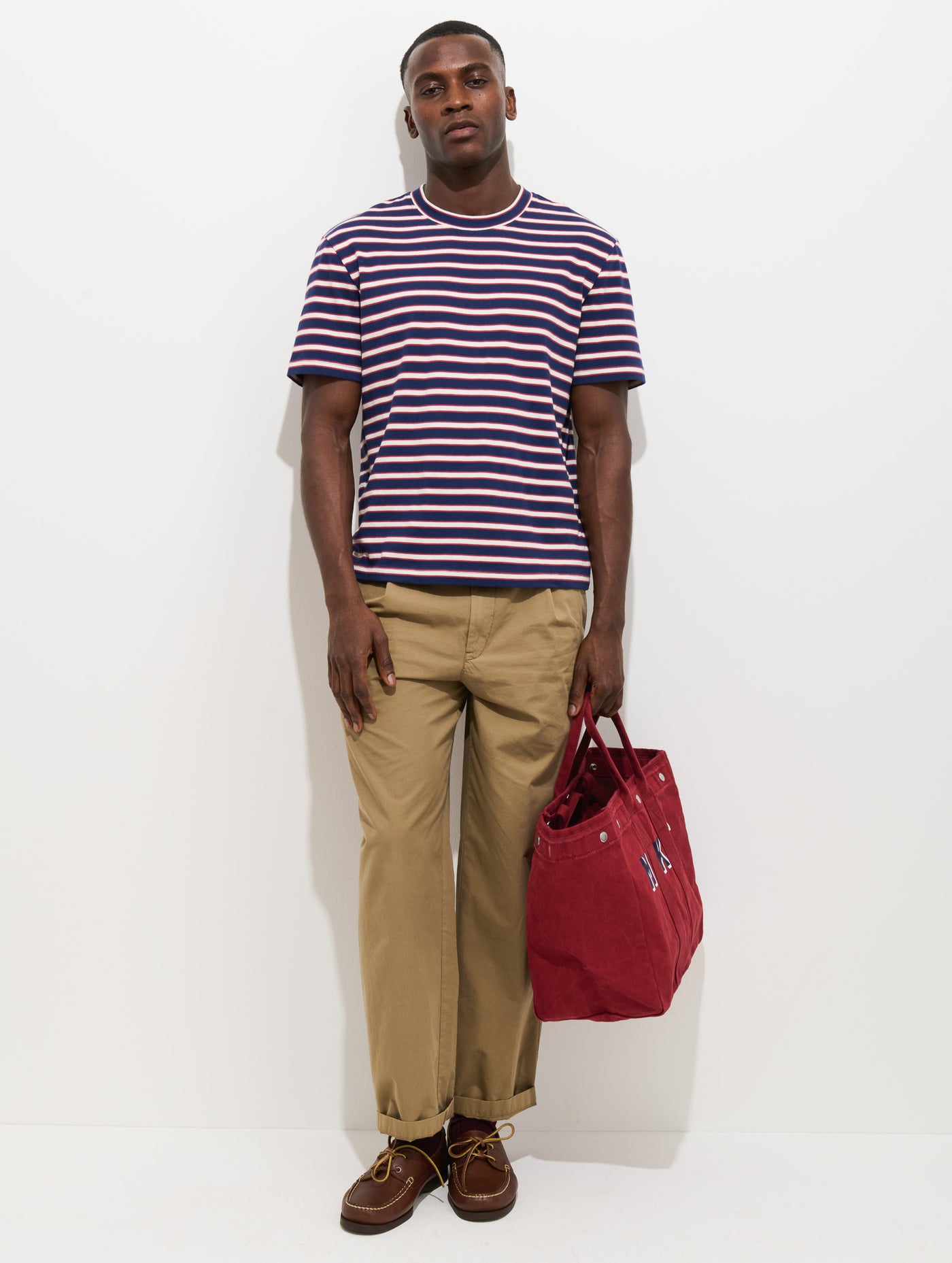 Crosby Striped Tee In Heavy Slub Cotton