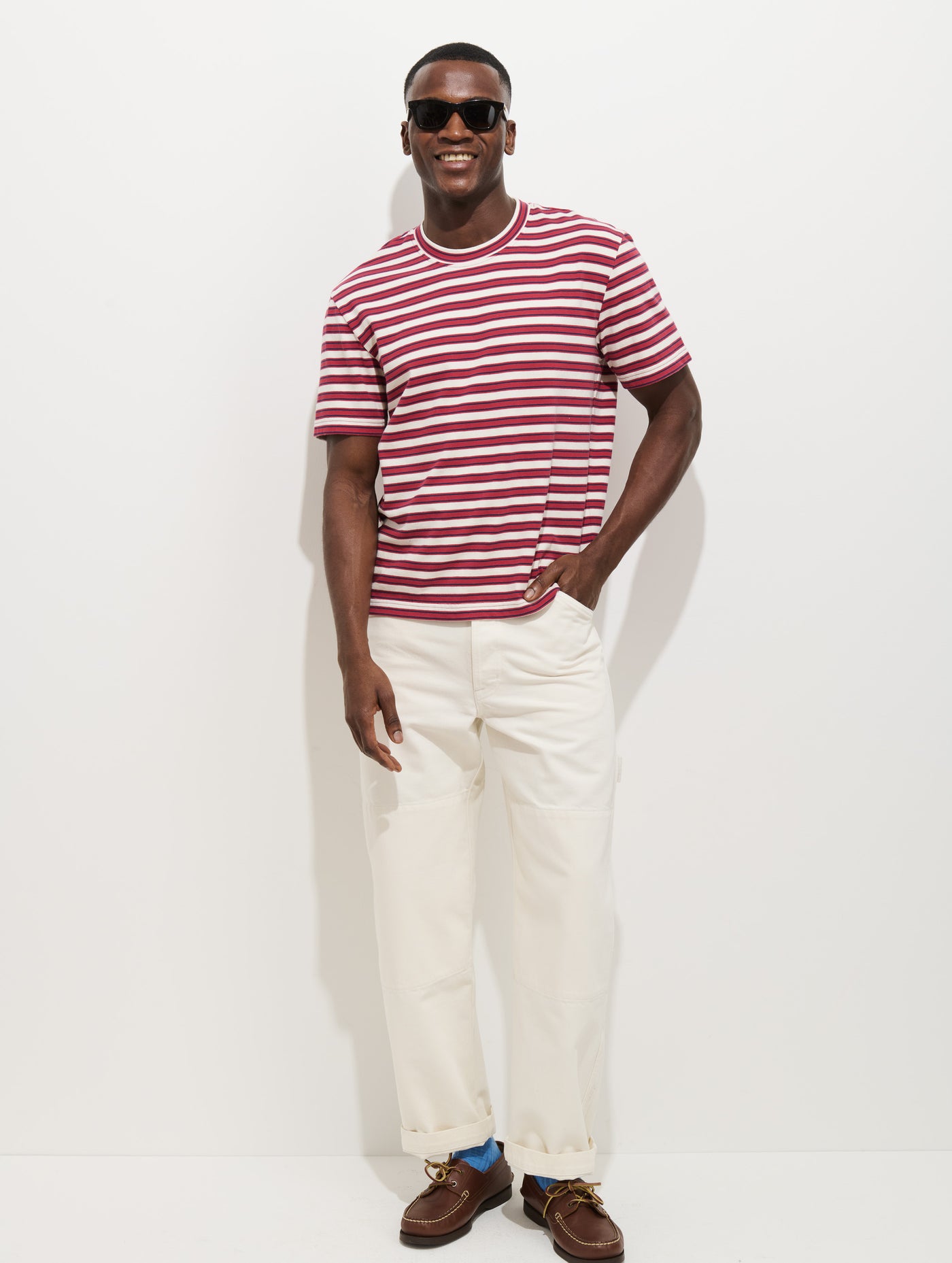 Crosby Striped Tee In Heavy Slub Cotton