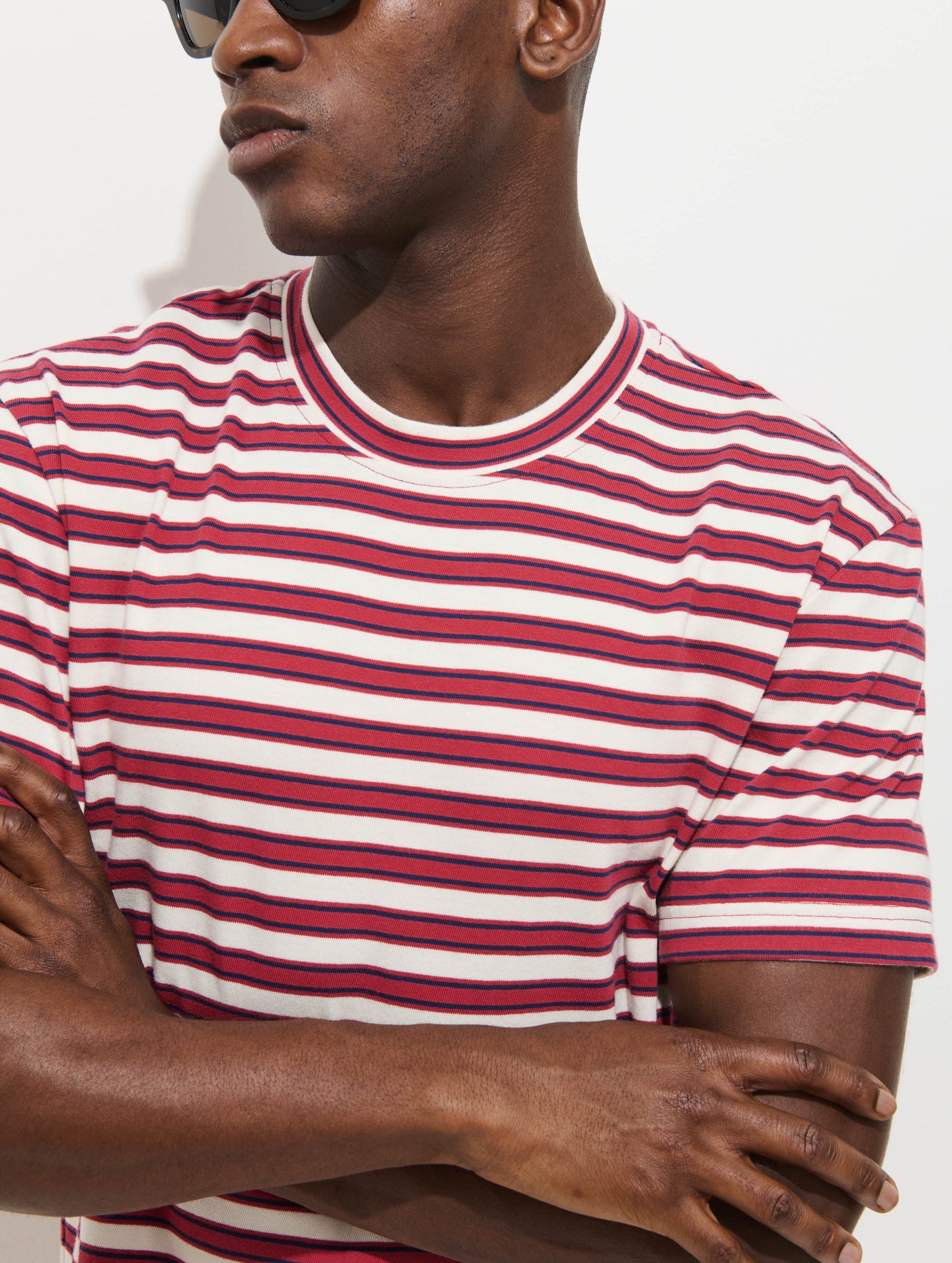 Crosby Striped Tee In Heavy Slub Cotton