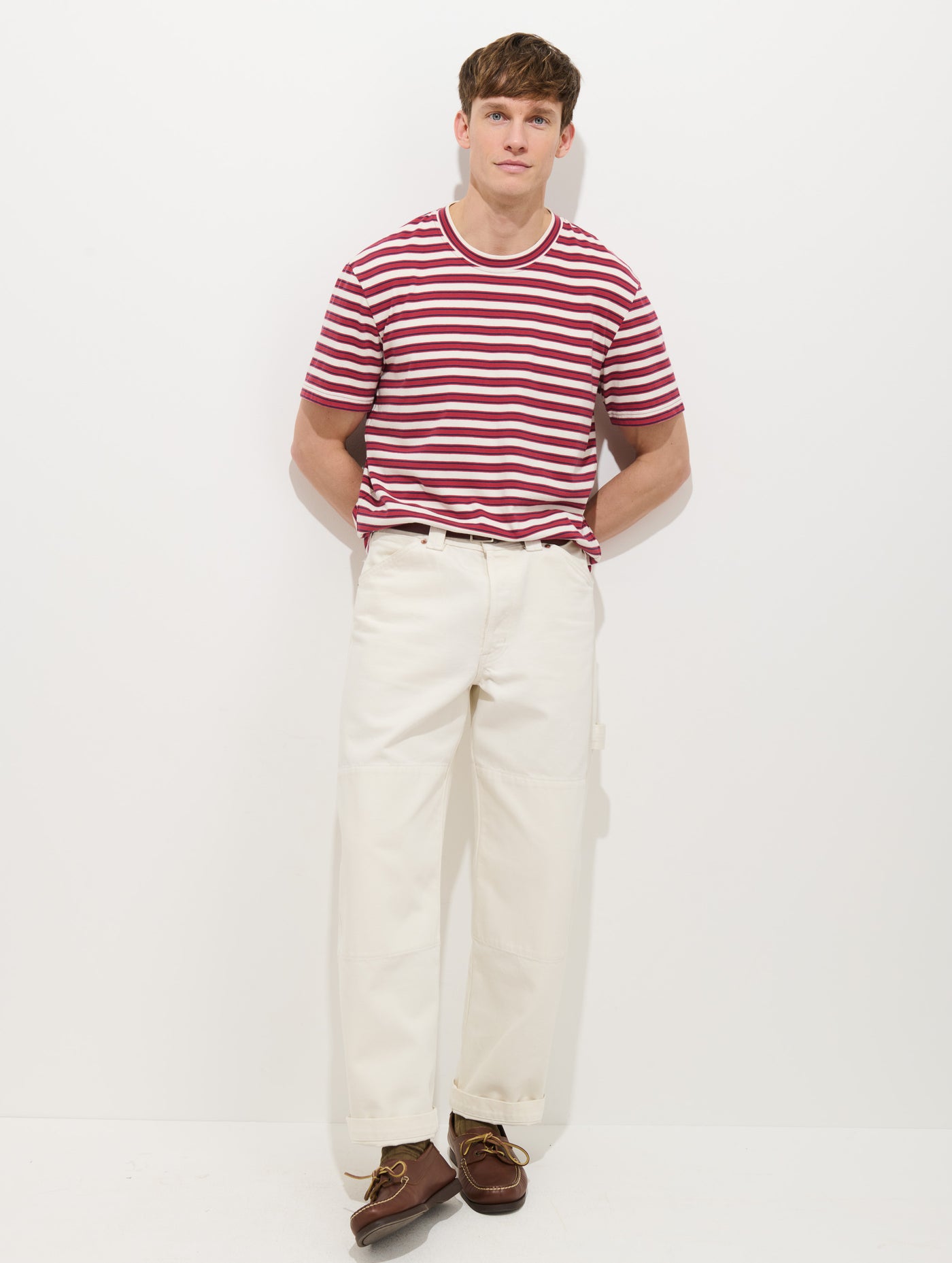 Crosby Striped Tee In Heavy Slub Cotton