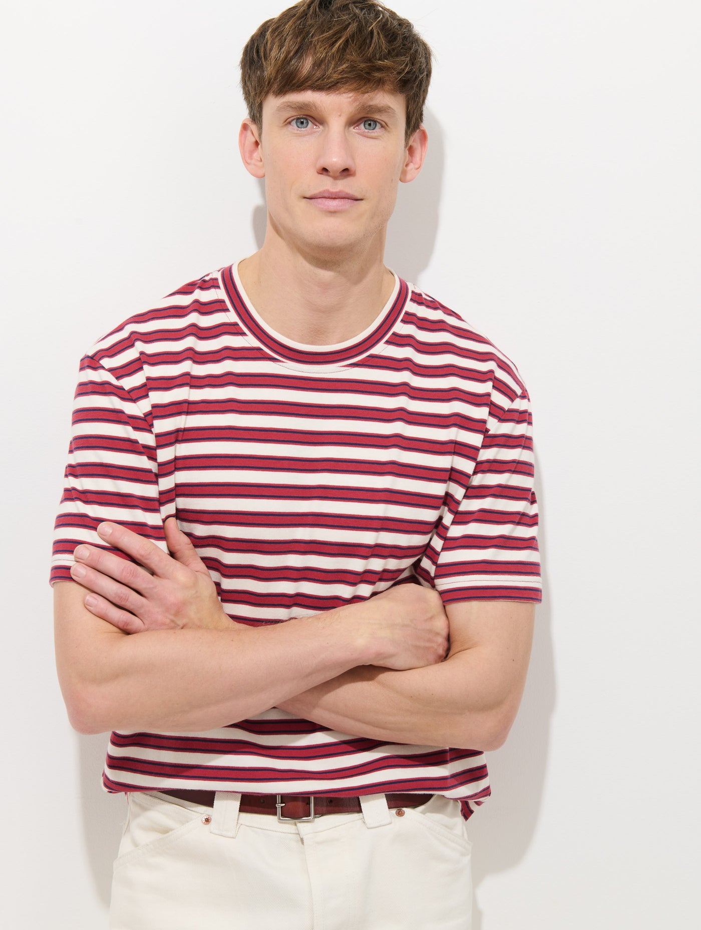 Crosby Striped Tee In Heavy Slub Cotton