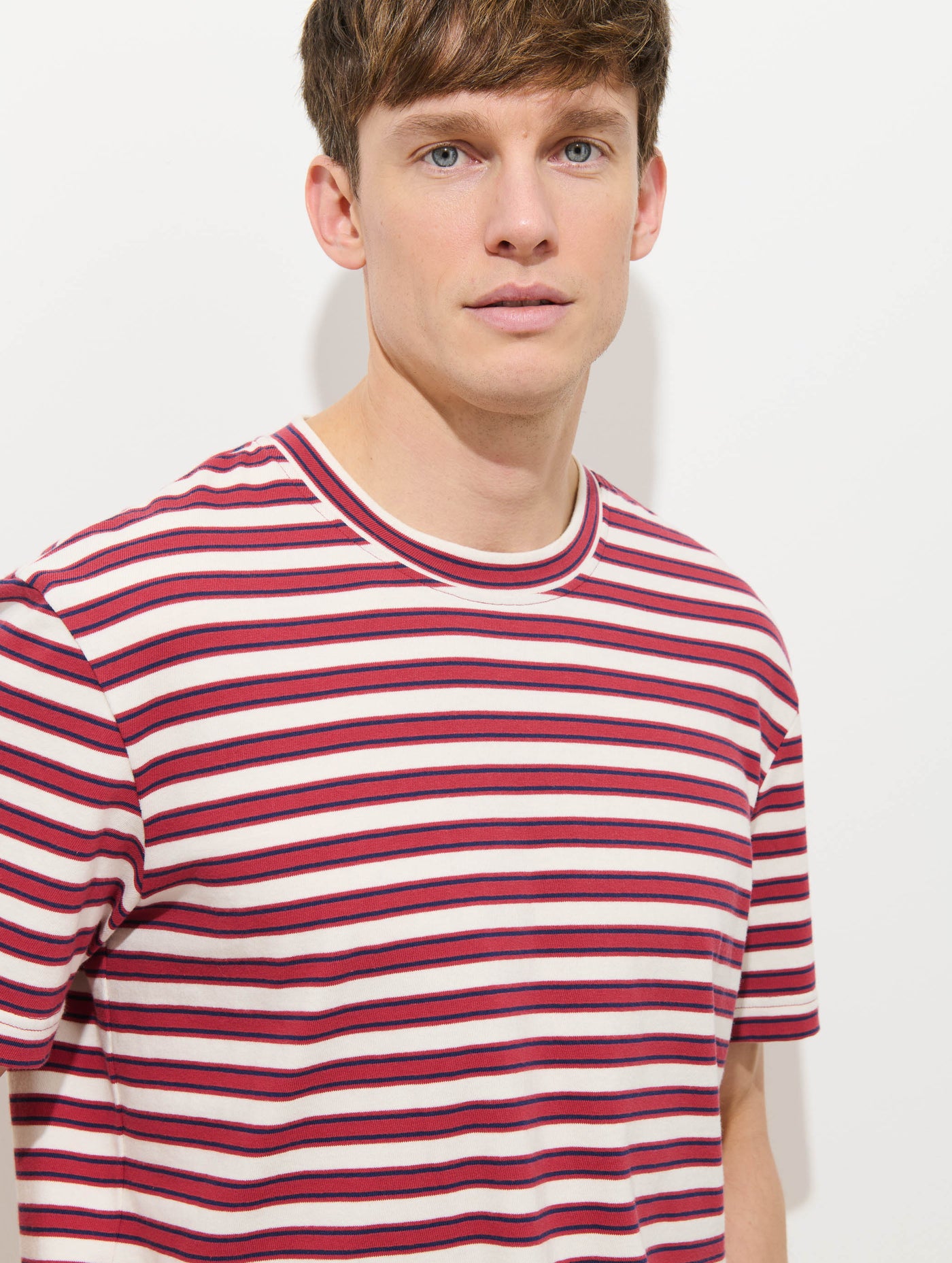 Crosby Striped Tee In Heavy Slub Cotton