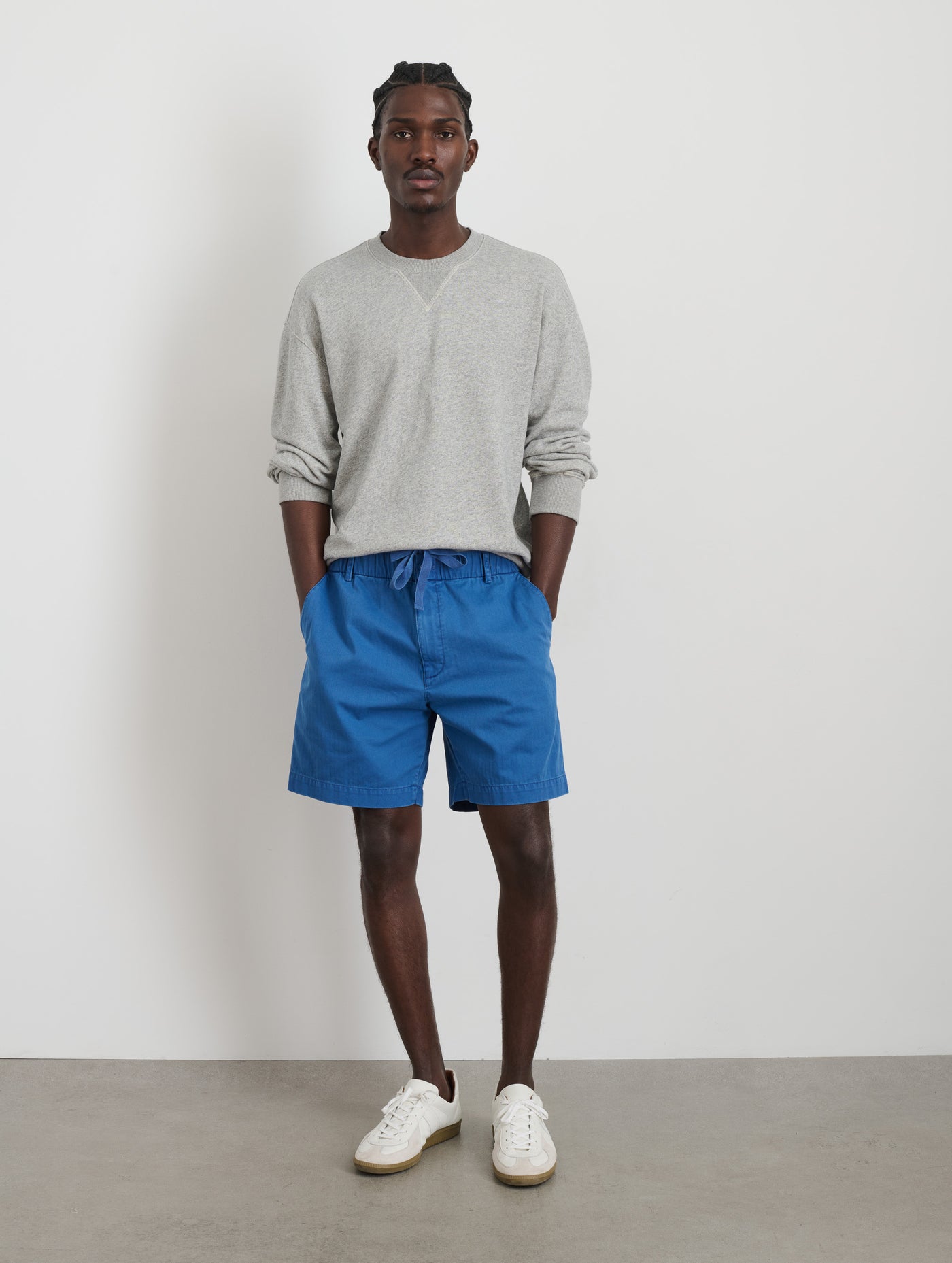 Pull On Short In Cotton Herringbone