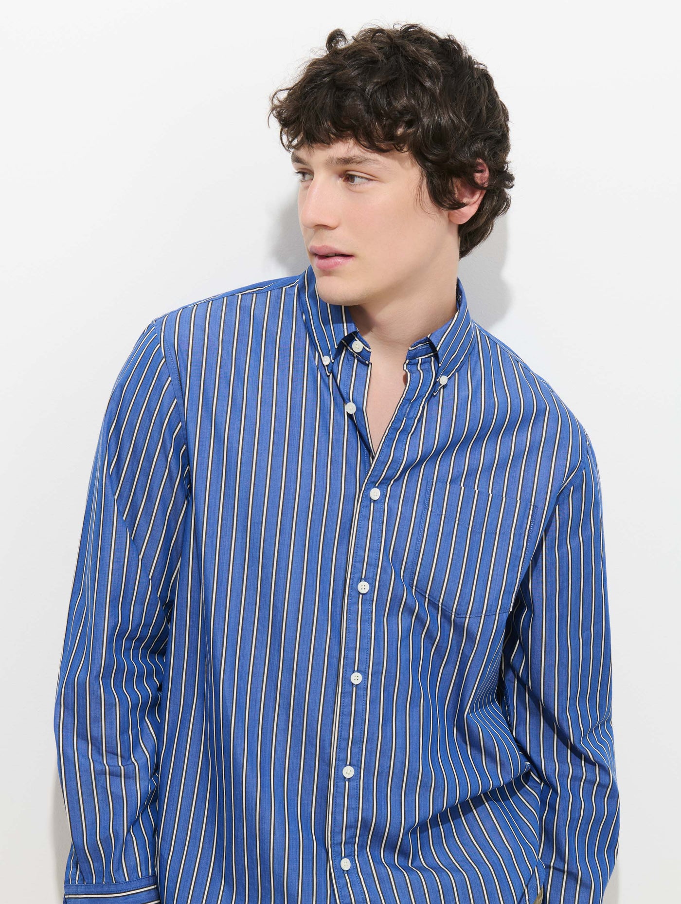 Mill Striped Shirt in Cotton Poplin