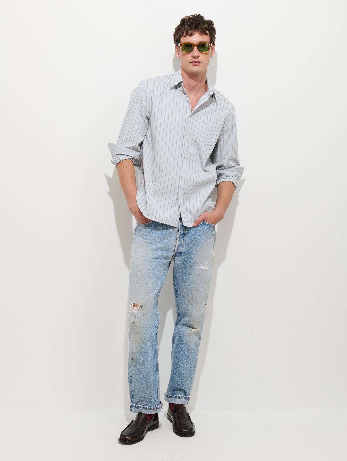 Mill Striped Shirt in Cotton Poplin