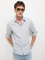 Mill Striped Shirt in Cotton Poplin