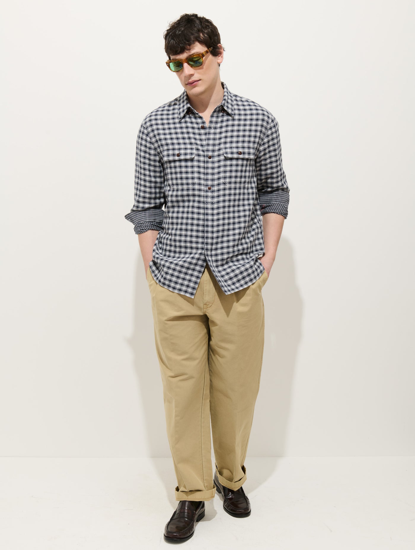 Mill Double Gauze Shirt In Cotton Plaid