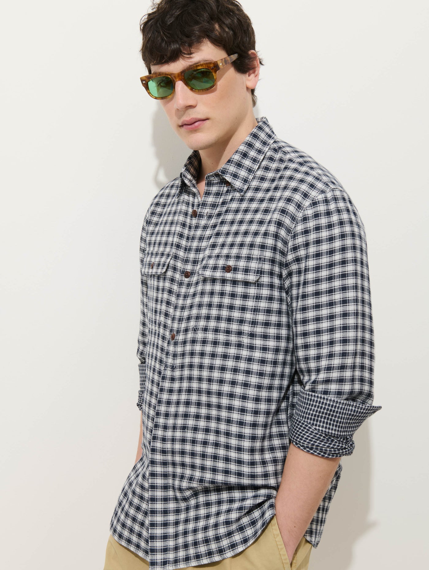 Mill Double Gauze Shirt In Cotton Plaid