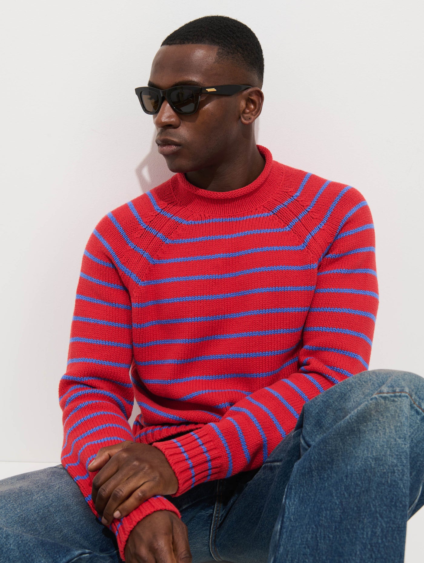 Alex Striped Rollneck In Cotton