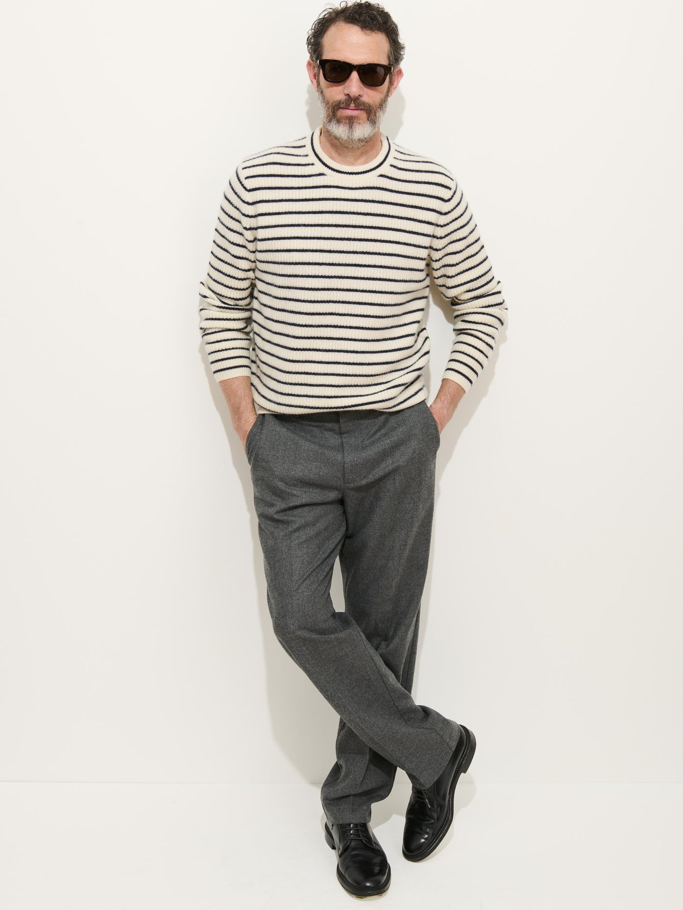 Jordan Striped Sweeter in Washed Cashmere