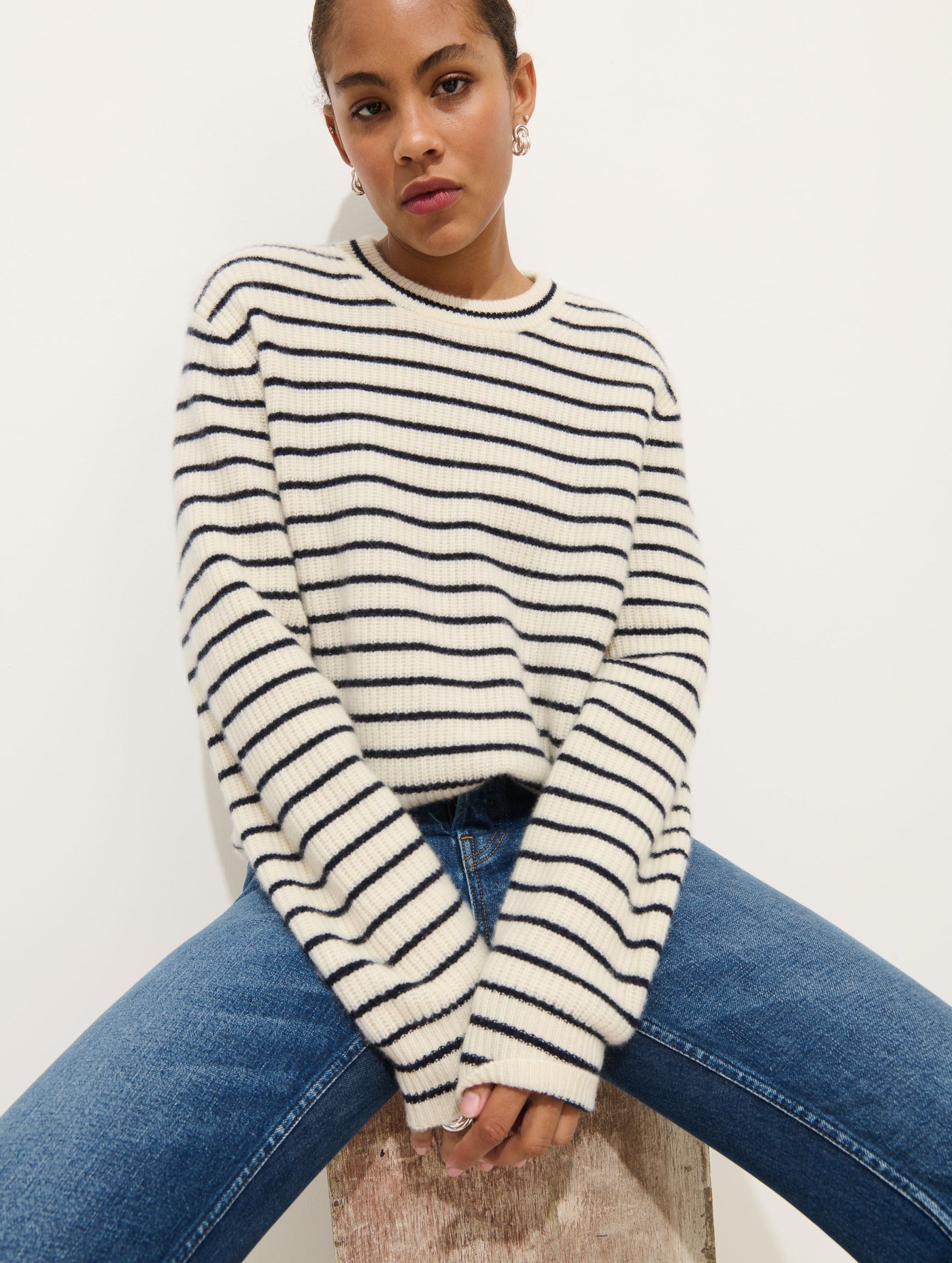Jordan Striped Sweater in Washed Cashmere