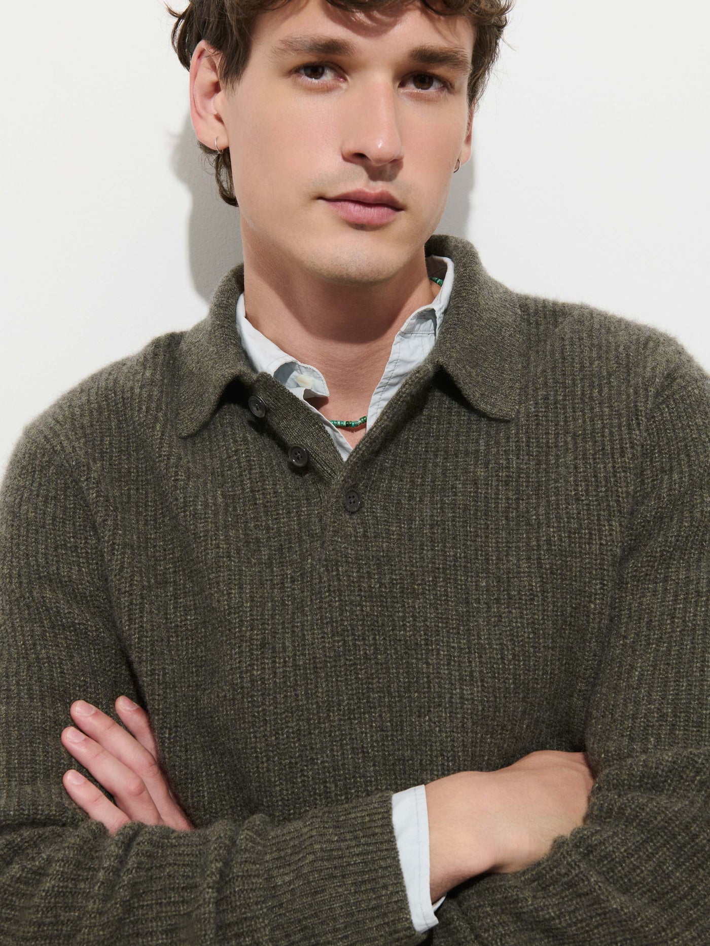 Carl Polo Sweater in Washed Cashmere
