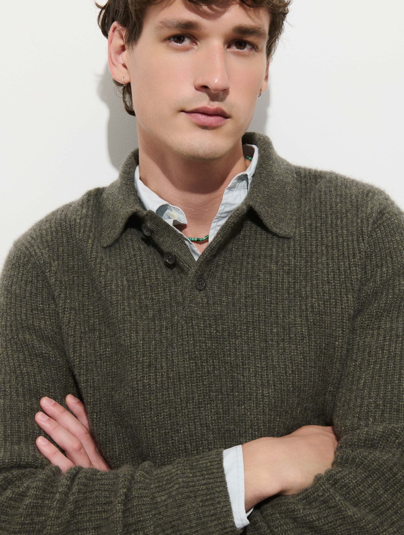 Carl Polo Sweater in Washed Cashmere