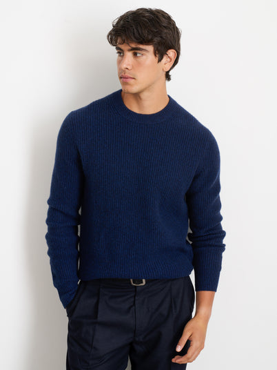 Jordan Sweater In Washed Cashmere In Heather Navy