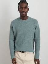 Jordan Sweater In Lightweight Cashmere In Heather Lagoon