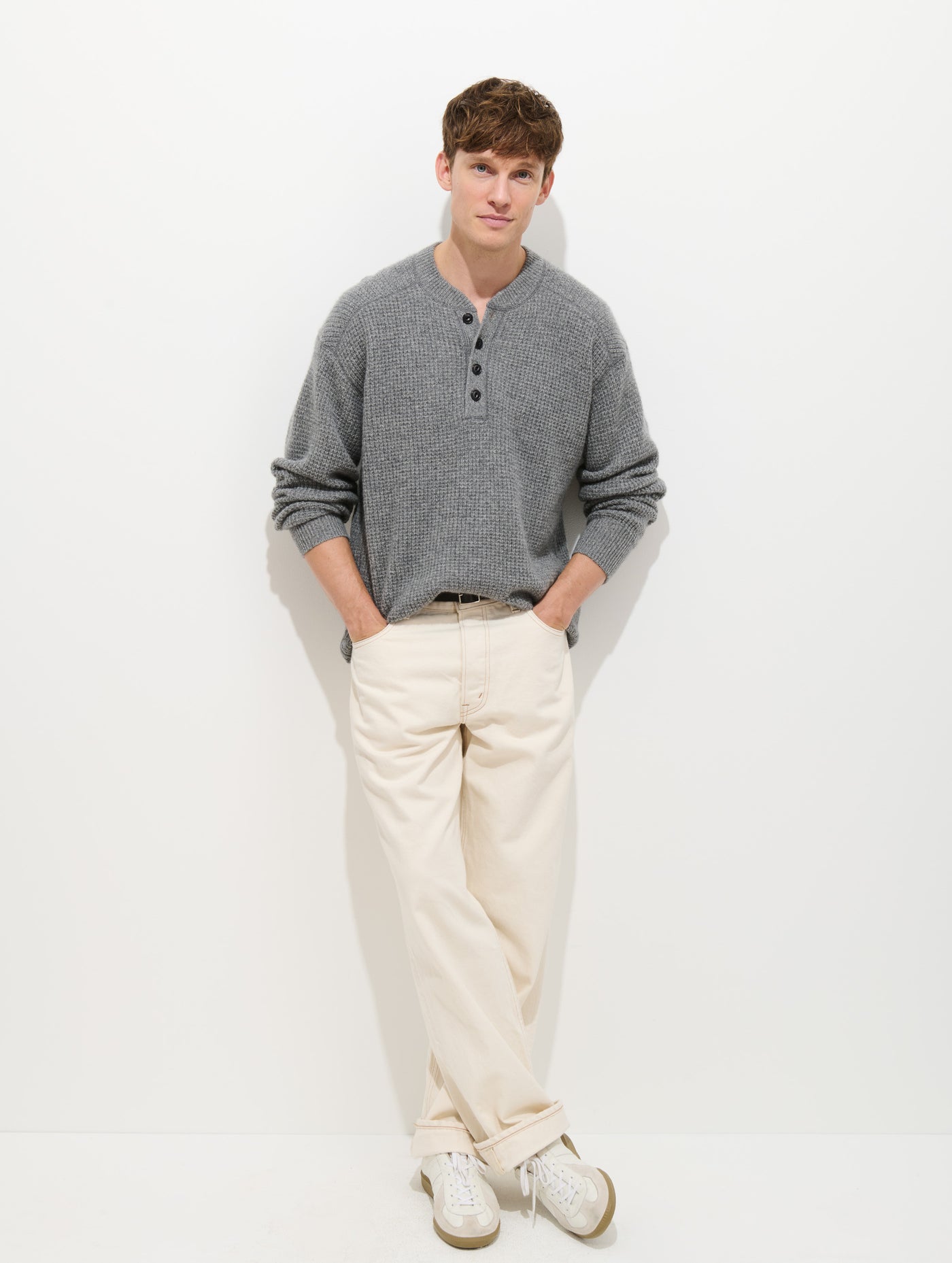 Waffle Henley In Cashmere