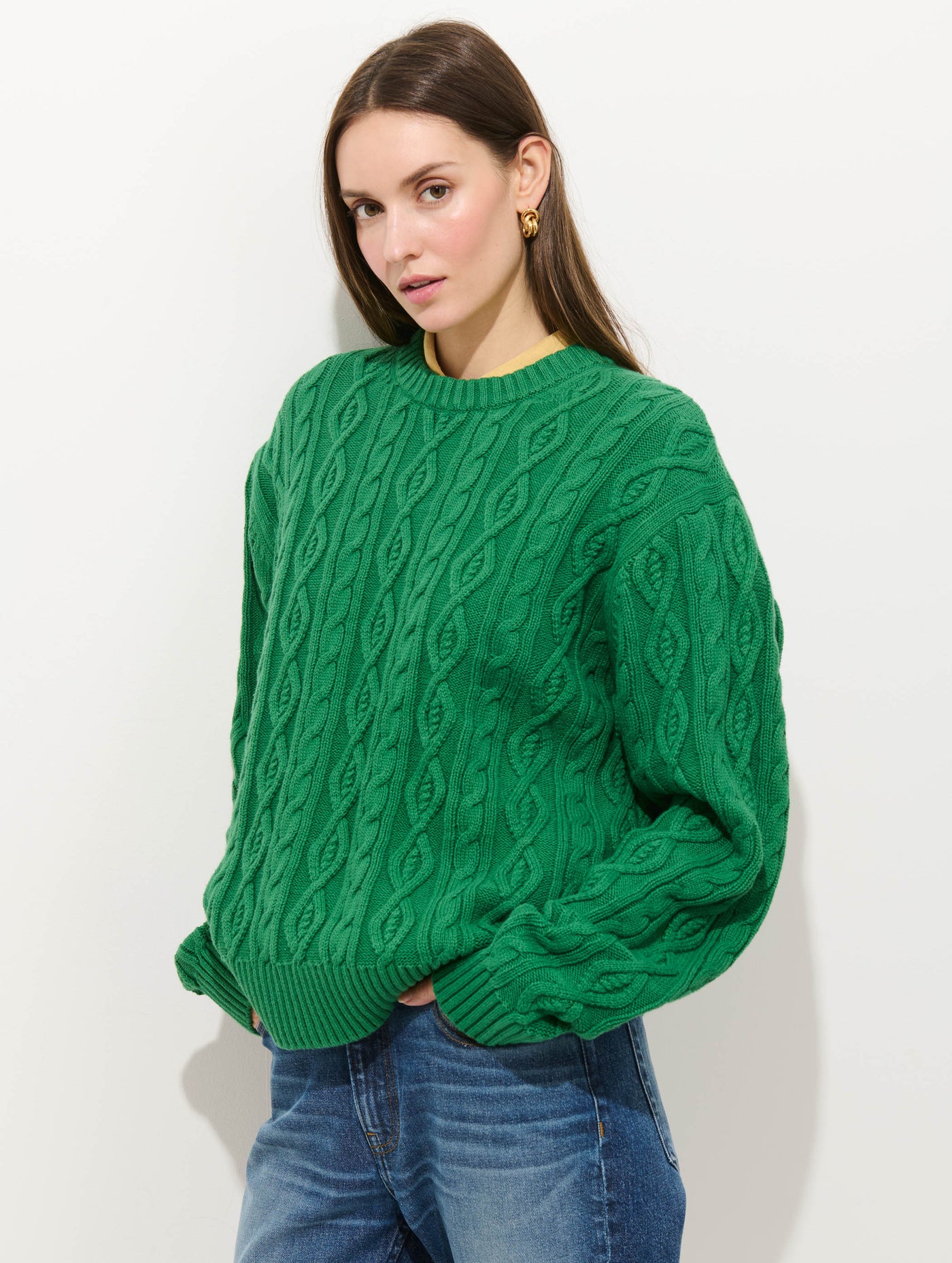 Aaron Cable Sweater in Cotton